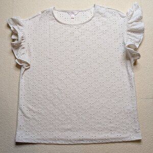 LC Lauren Conrad white eyelet flutter sleeve top - size small
